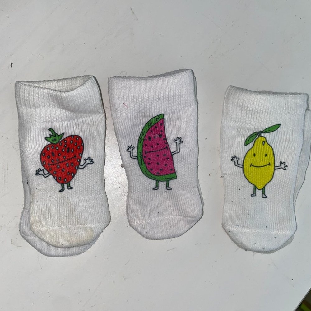 Squid Socks Fruit 3 Pack Size 6-12 Months